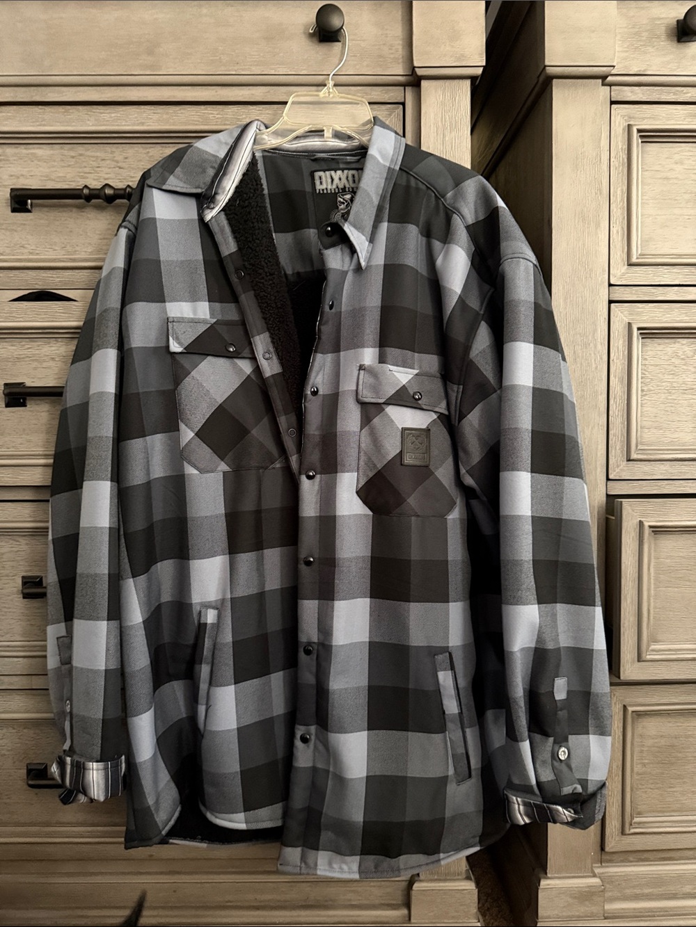 DIXXON Black & Gray Plaid Sherpa-Lined Shirt Jacket